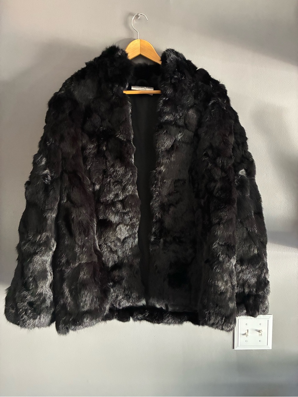 Vintage Somerst Furs Black Rabbit Fur Coat Size Large